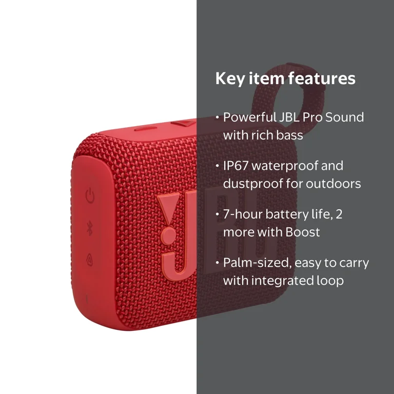 JBL Go 4 - Ultra-Portable Bluetooth Speaker - Red - Walmart.com