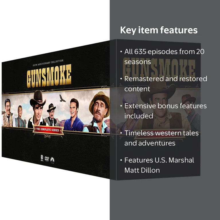 Gunsmoke Complete Series DVD, 635 Episodes, Remastered - Walmart.com
