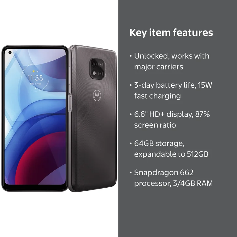 Motorola Moto G Power (2021) 64GB Flash Gray Unlocked - Walmart.com