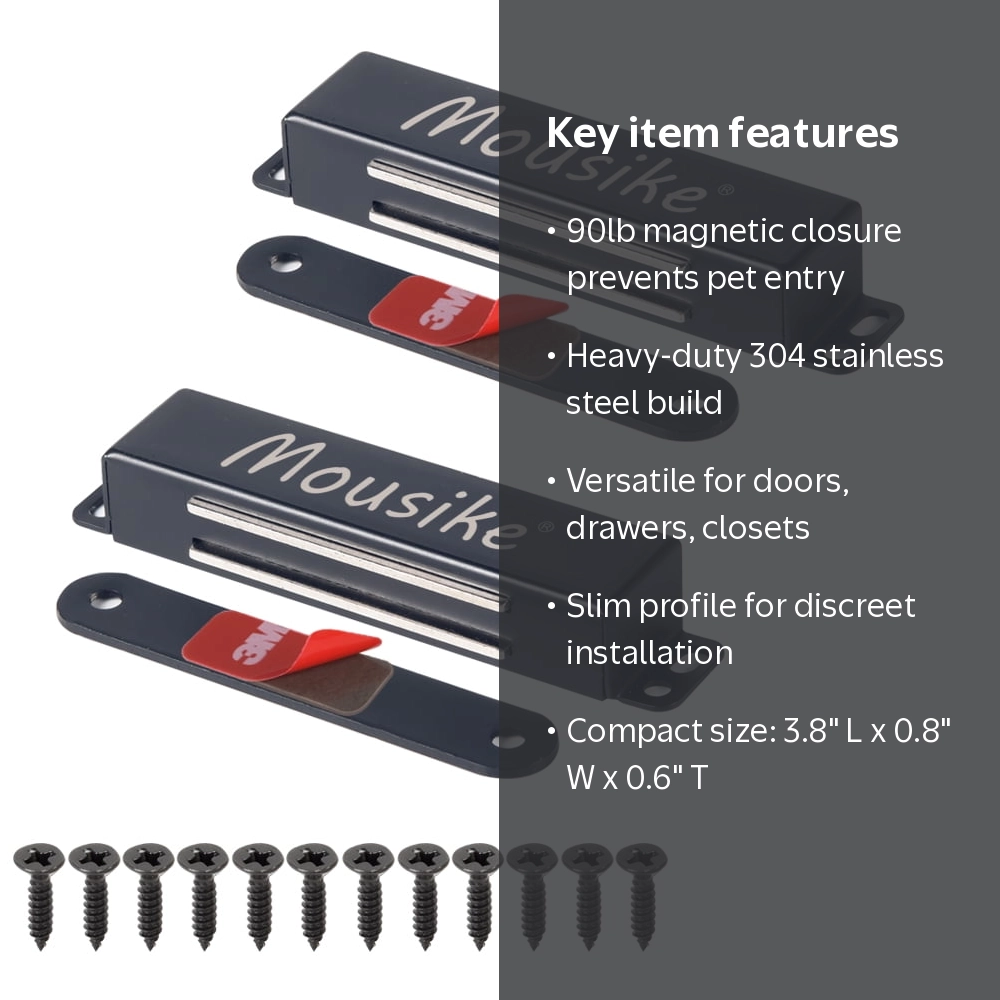 Mousike, Magnetic Door Catch, 2-Pack, Heavy-Duty, 90lb Holding