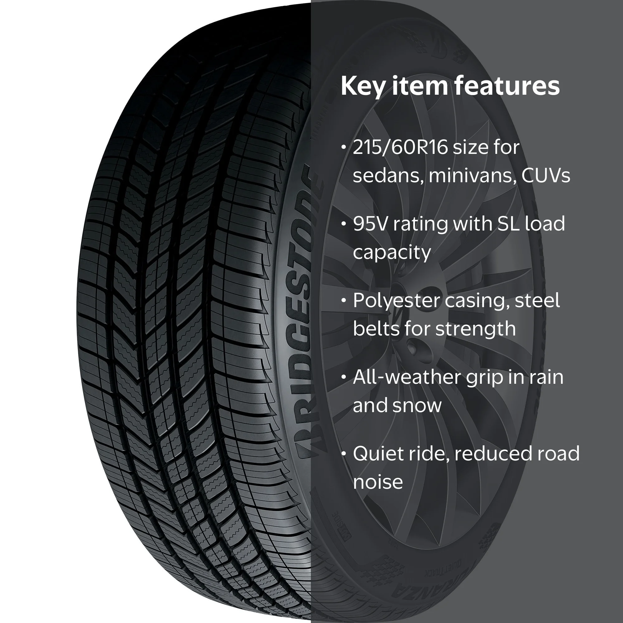 Bridgestone Turanza QuietTrack 215/60R16 95V All-Season Passenger
