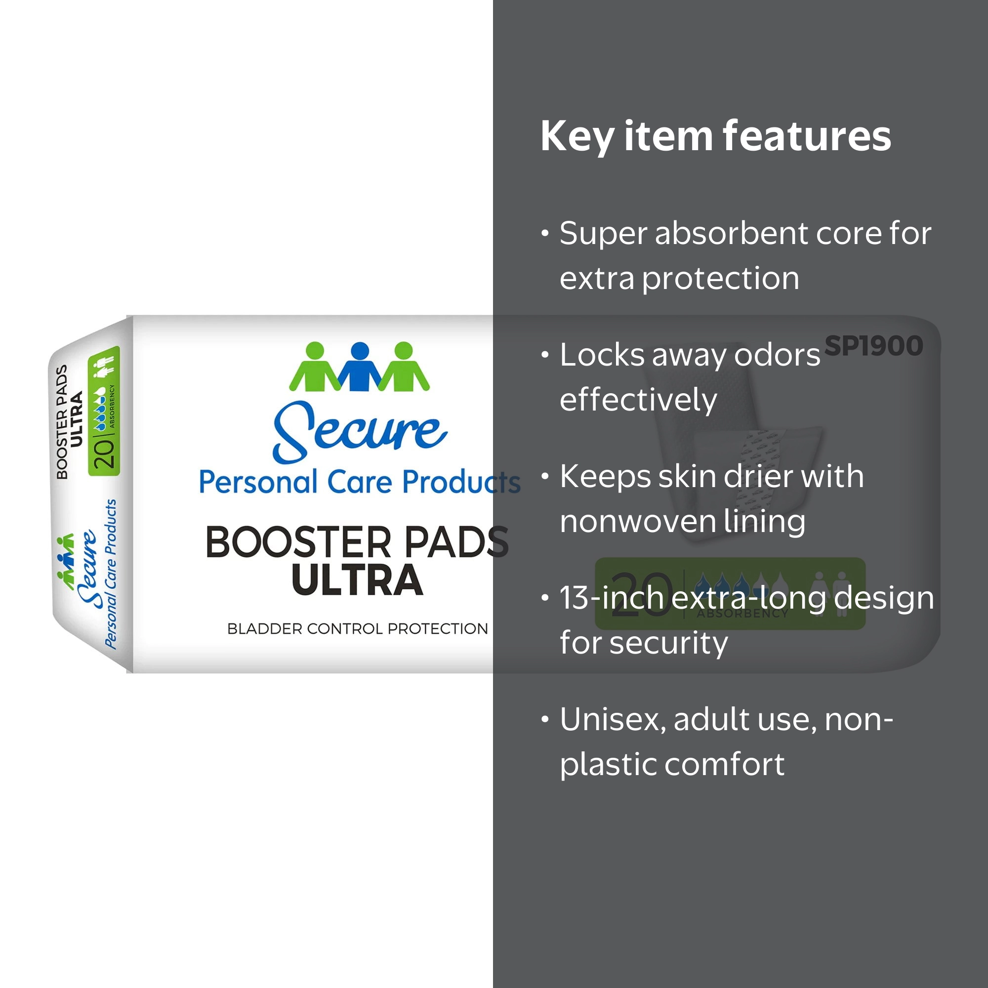 Secure Adult Super Absorbent Ultra Booster Pad, Extra Long 13