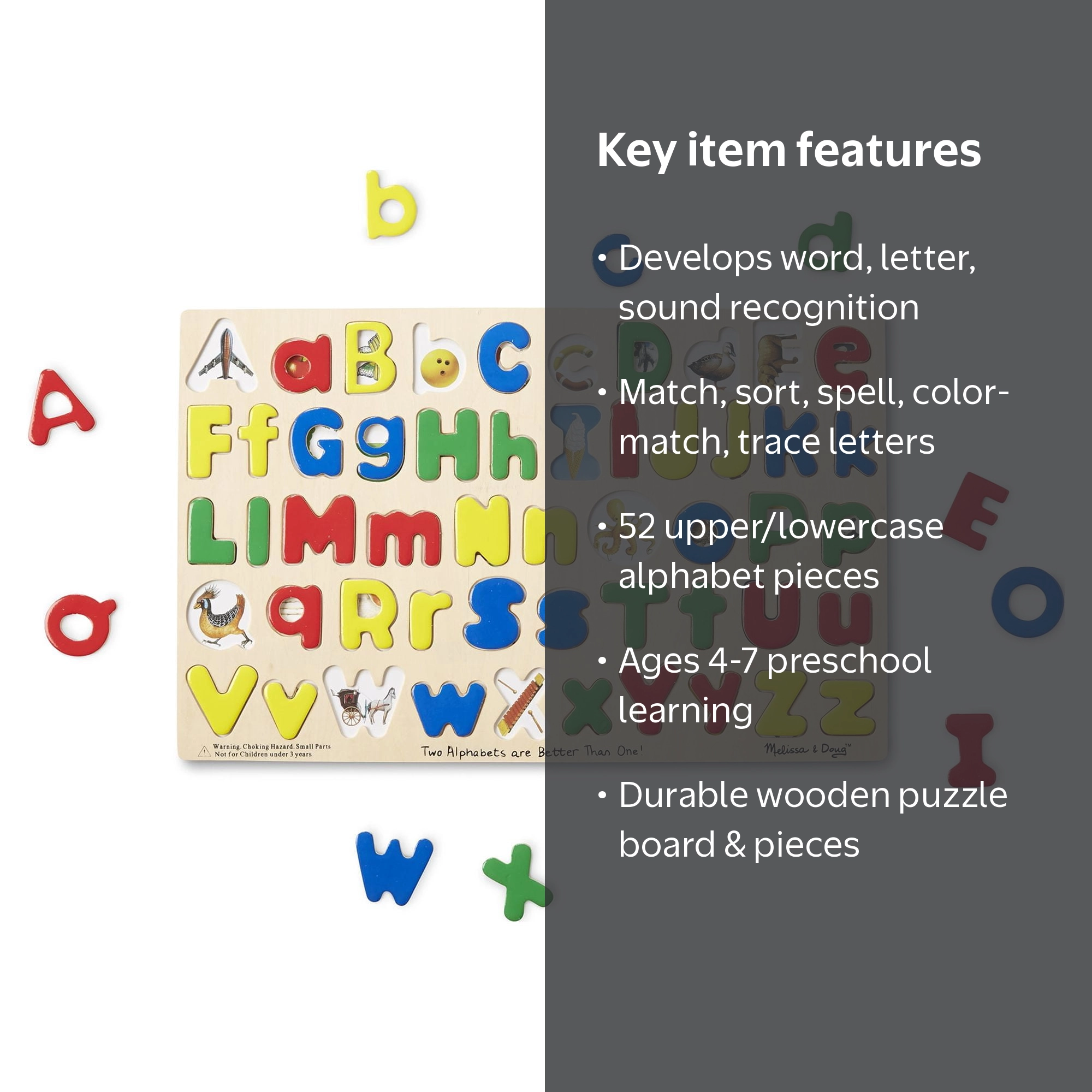 Melissa & Doug Upper & Lower Case Alphabet Letters Wooden Puzzle