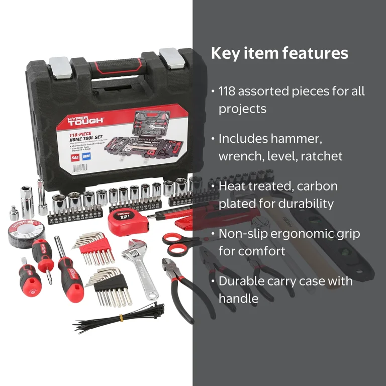 118セット① Free Shipping! Hyper Tough 118-Piece Home Repair Tool Set, DIY