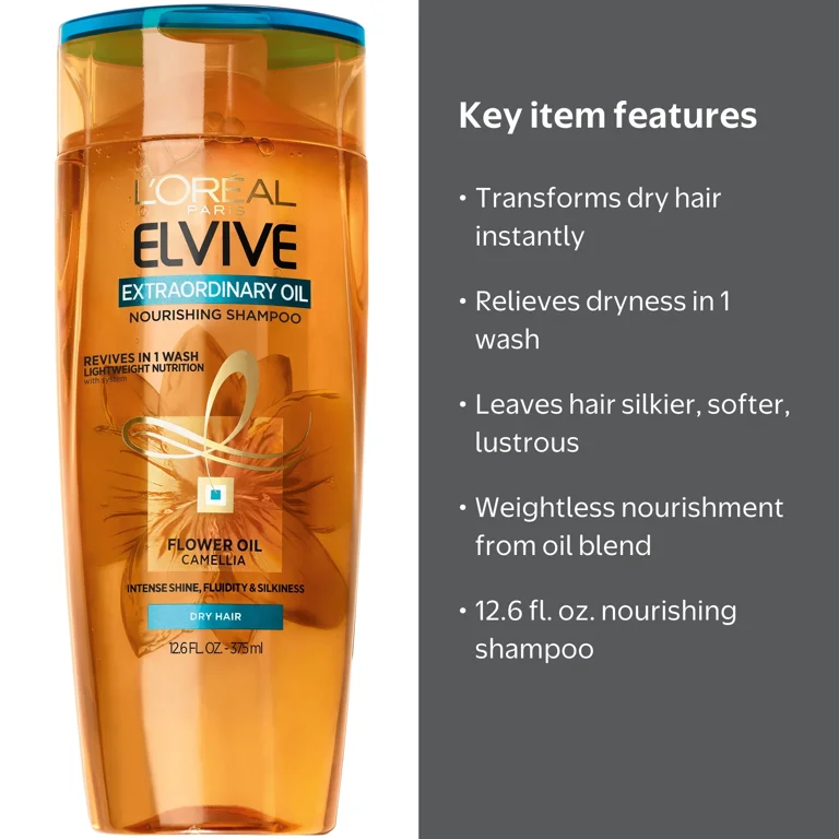 L'Oreal Paris Elvive Extraordinary Oil Nourishing Shampoo, 12.6 fl