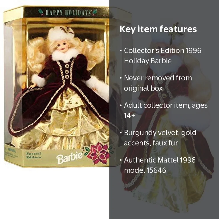 Mattel Barbie Doll Collectible - Happy Holidays Christmas Edition