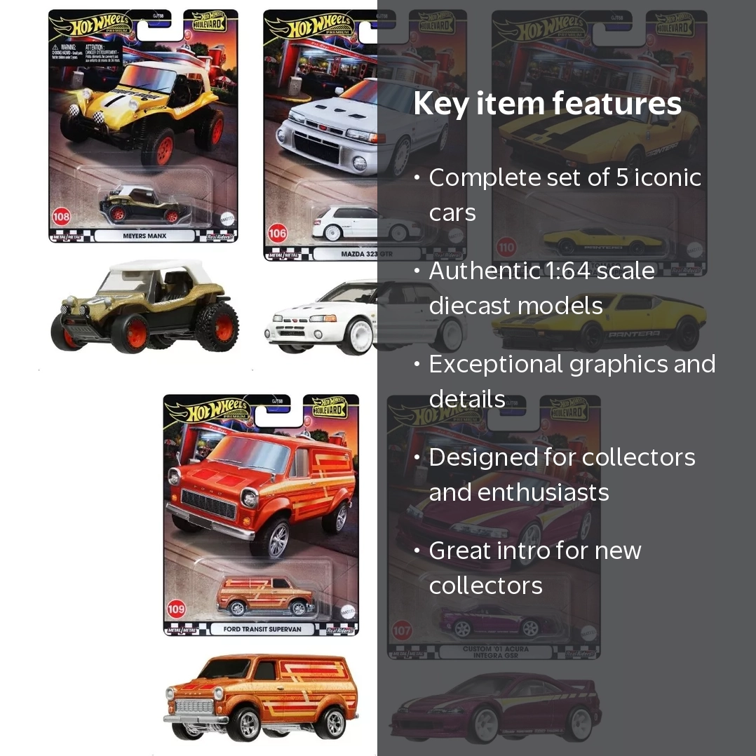 2024 Hot Wheels Premium Boulevard #106-110 GJT68-956Y Complete Set