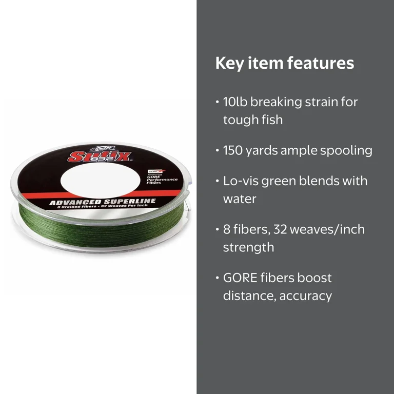 sufix 832 advanced superline low-vis green braided fishing line 30LB Braid Waterloo Rods R8 Precision Braiding and fiber technology provides superior strength Sufix 832 Braid Line-600 Yards