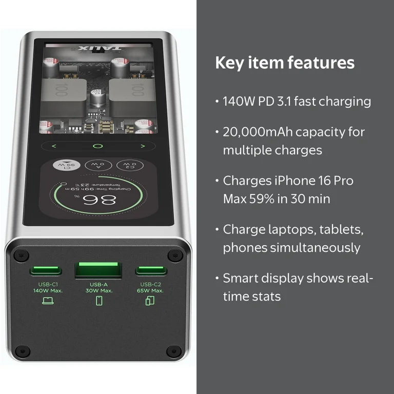TALIX 140W 20000mAh Portable Charger, Fast Charging Laptop Power