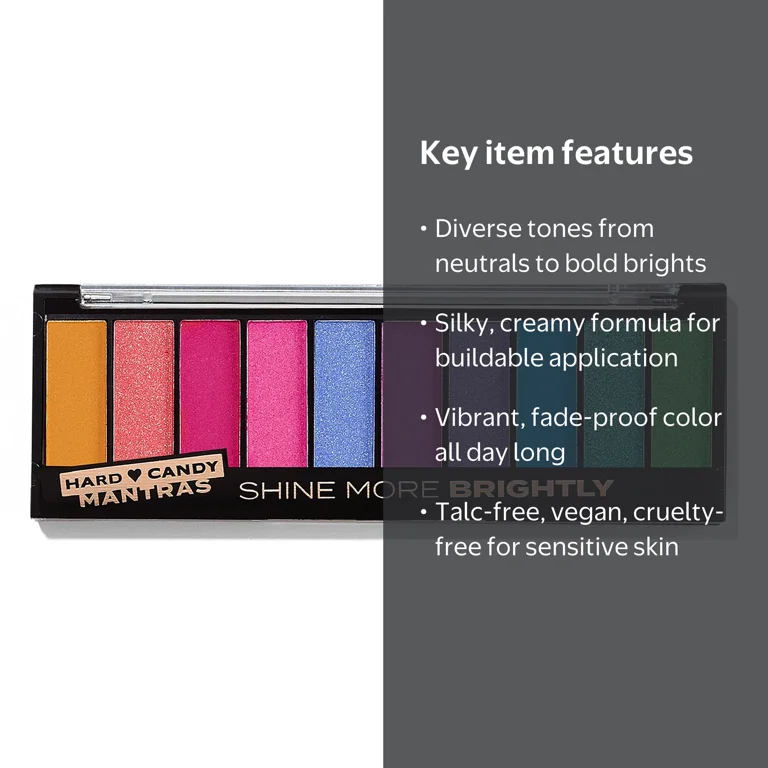 Hard Candy, Top Ten Eyeshadow Palette, 10 Long-Lasting Shades