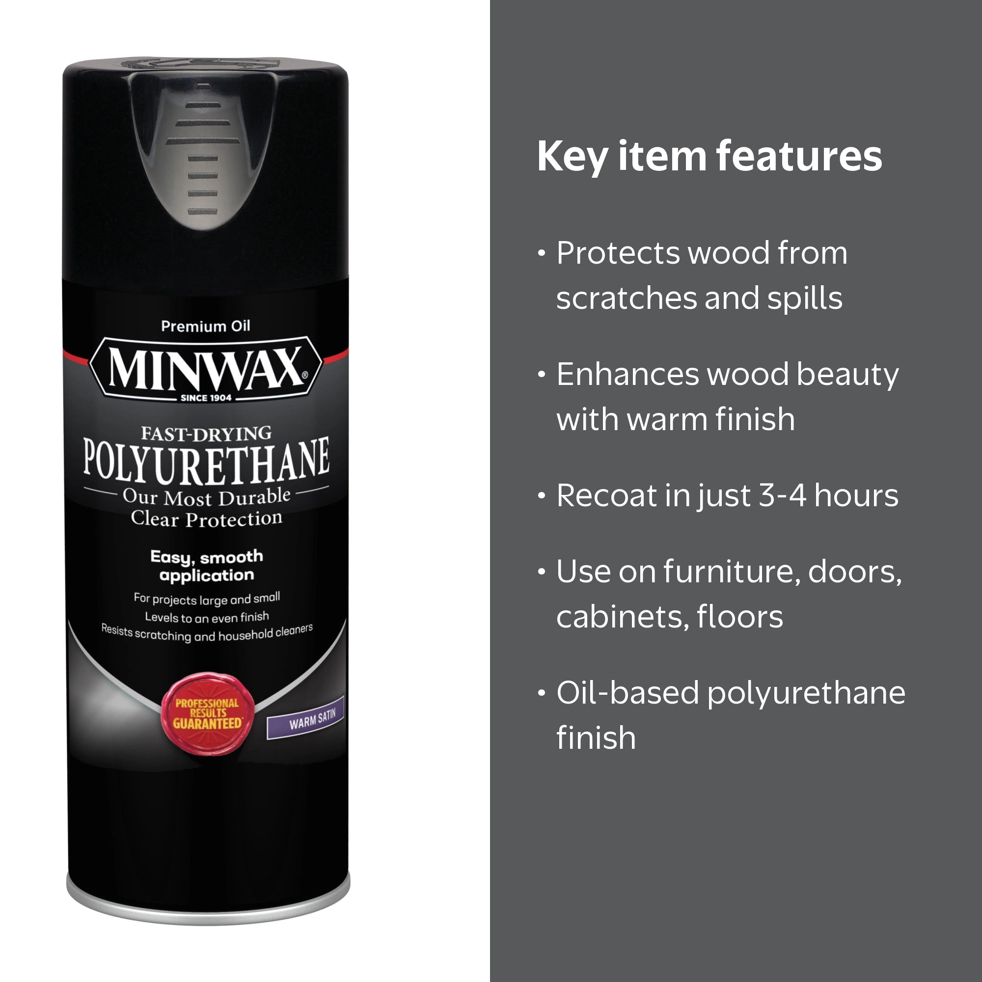 Free Shipping! Minwax Fast Drying Polyurethane Aerosol Clear Satin