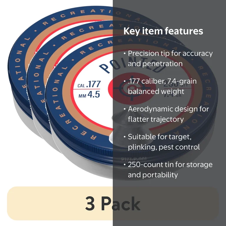 3 pack) Crosman P177 CopperHead Pellets Pointed .177 - Walmart.com