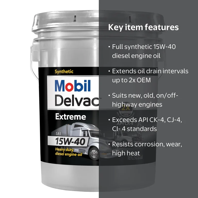 Mobil Delvac, Diesel Engine Oil, 15W-40, 5 gal, Yellow - Walmart.com
