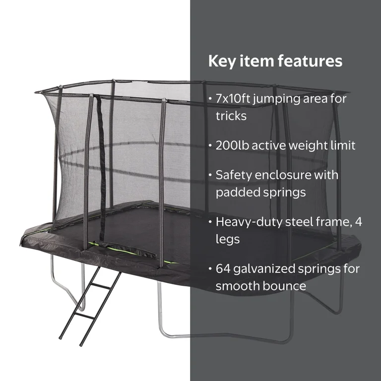 Jumpking 7ft x 10ft Rectangular Trampoline with Patented Safety
