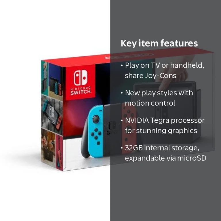 Nintendo Switch Joy-Con Gaming Console, Neon Blue and Red, TV Mode Nintendo Switch Joy-Con Gaming Console, Neon Blue and Red, TV Mode