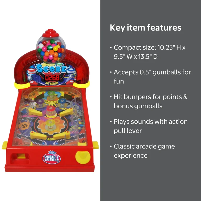 Dubble Bubble, Pinball Gumball Machine, DB100p, Red - Walmart.com