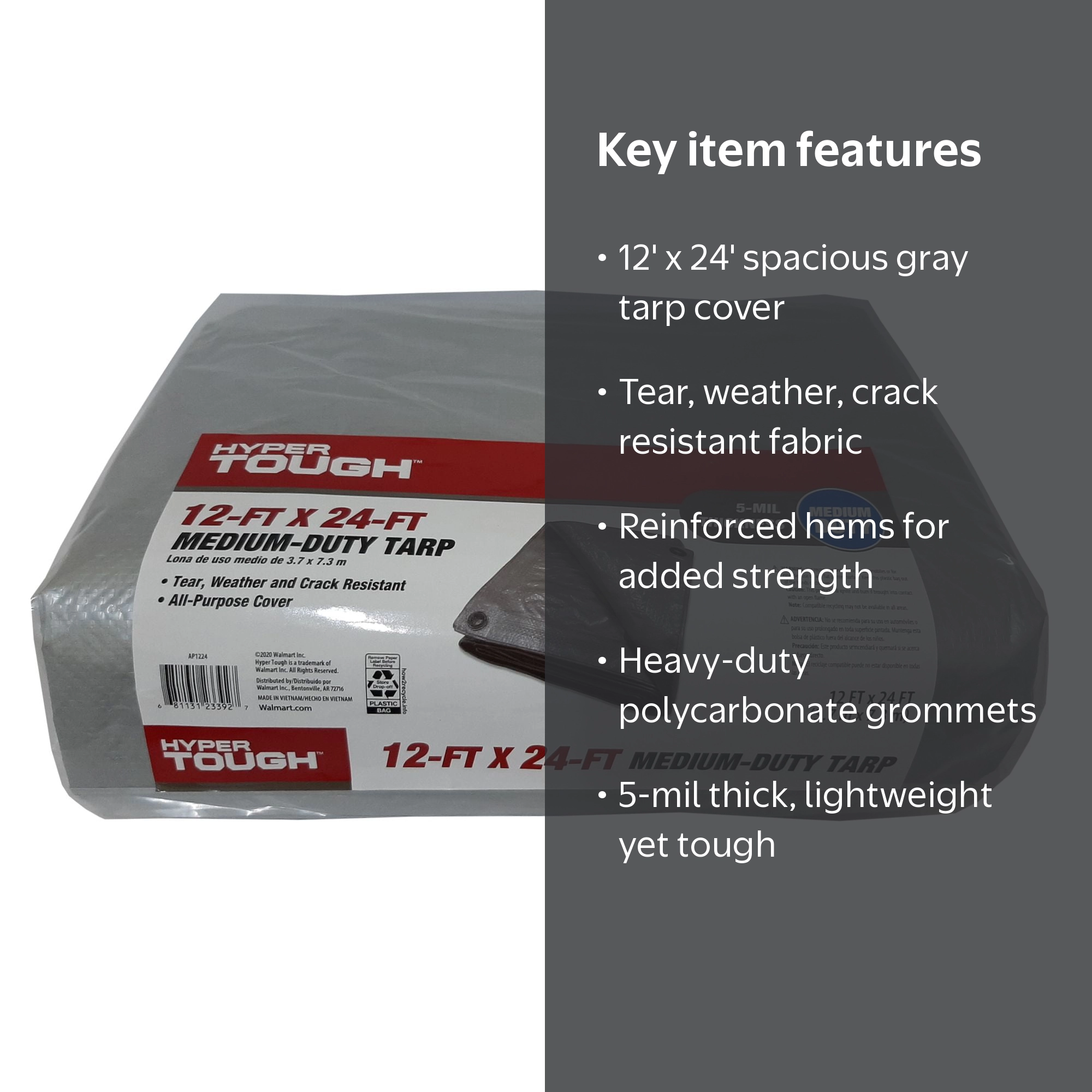 Hyper Tough Medium Duty Polyethylene Tarp 12'x24' Vehicle Cover