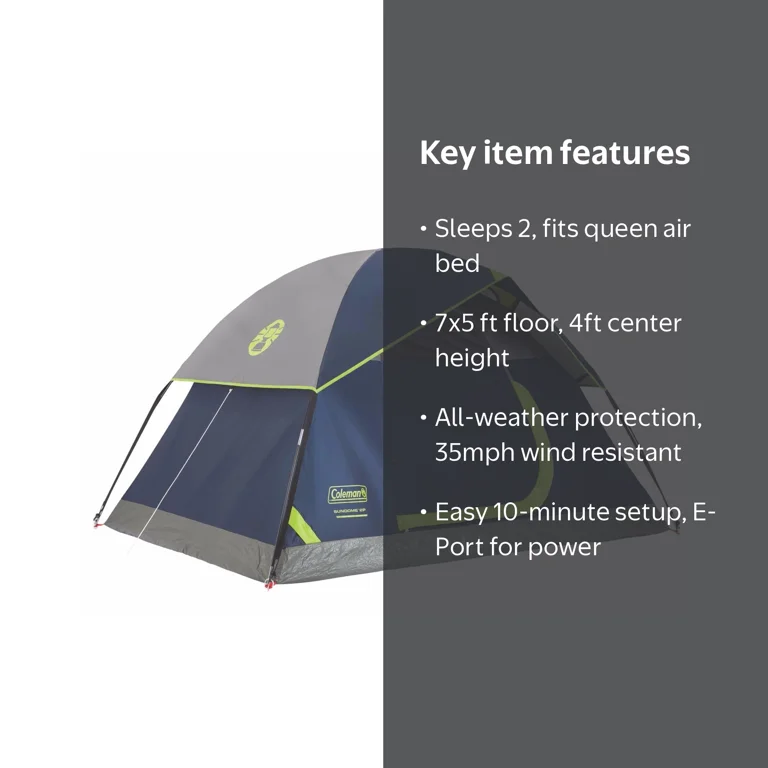 Coleman Waterproof 2-Person Sundome Dome Backpacking Camping Tent