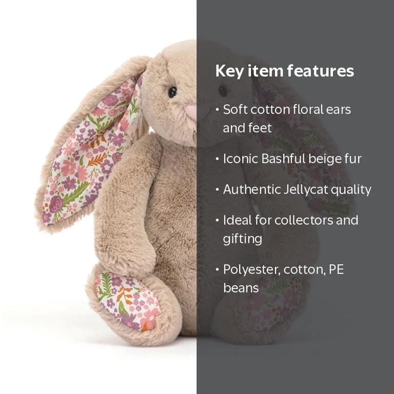 Jellycat, Blossom Beige Bunny Petal, Small 7 Inches, Plush Animal