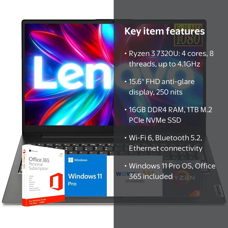 Lenovo V15 Laptop for Student & Business with Microsoft Office