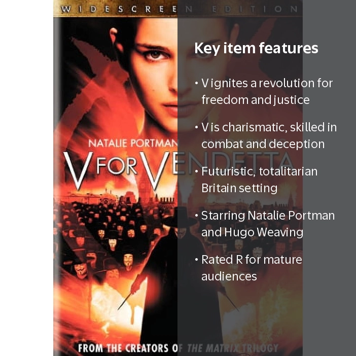 V for Vendetta DVD, Science Fiction, Action, Suspense, 133 mins, R