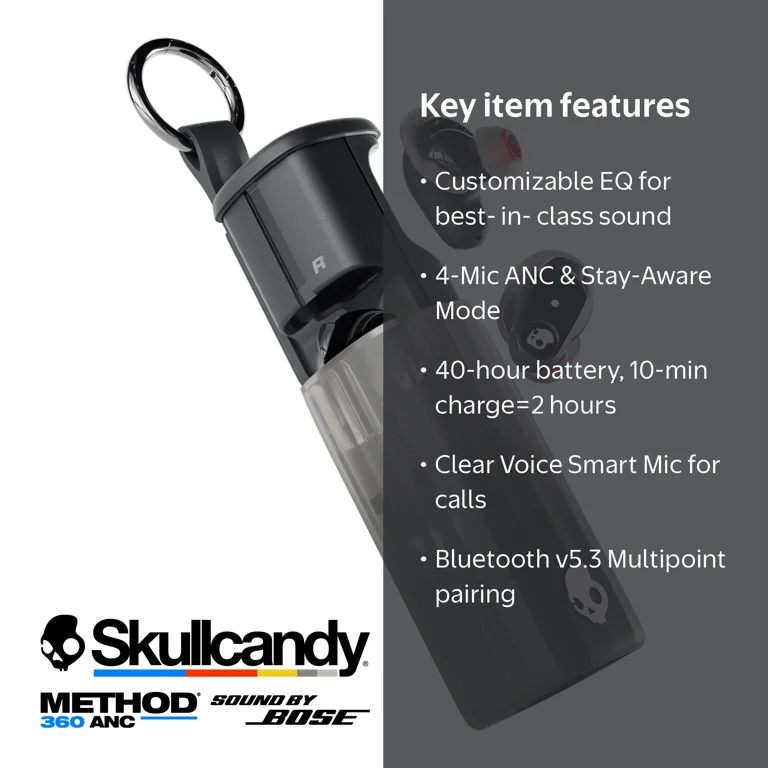 Skullcandy Method 360 ANC XT True Wireless in-Ear Earbuds, True