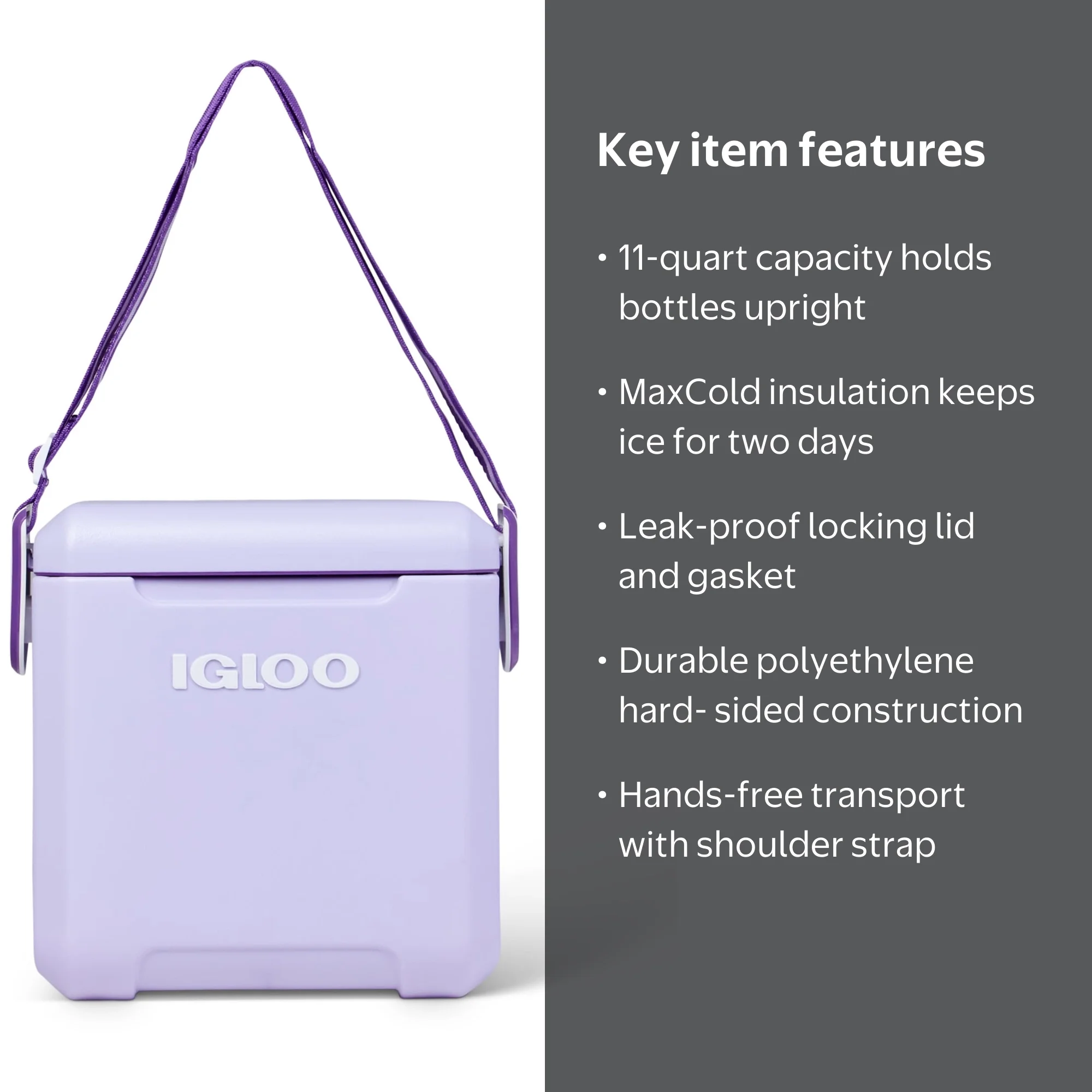IGL Coaotings PREMIER ☘️IGL愛知 Igloo 11 QT Tag-A-Long Hard Sided Cooler, Lilac Purple - Walmart.com