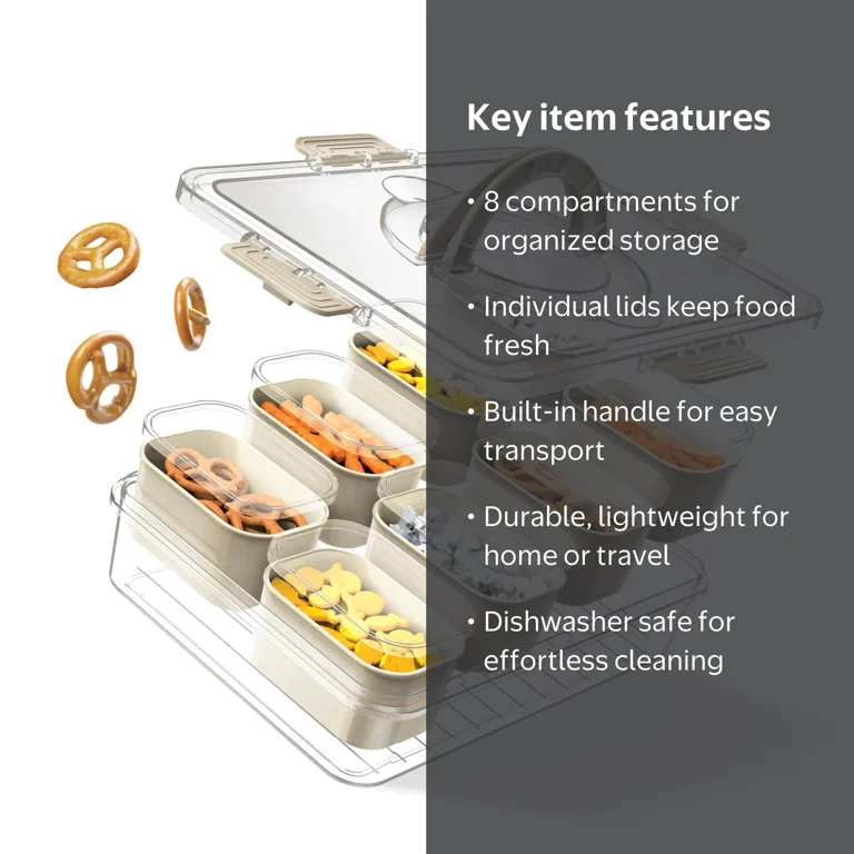 Cook With Color 8-Compartment Snackle Box, Charcuterie and Snack