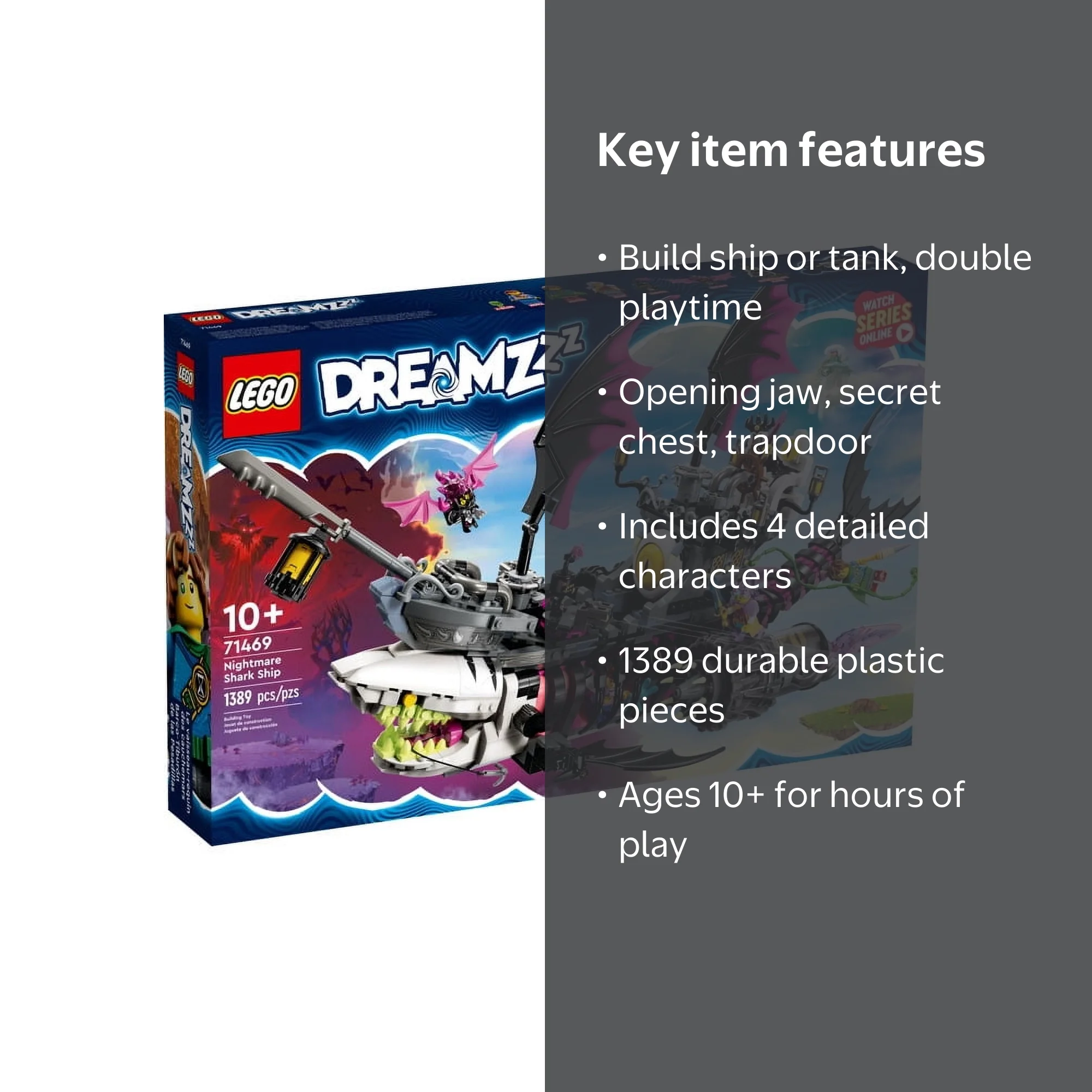 LEGO Dreamzzz: Nightmare Shark Ship 71469, 1389 Piece Set