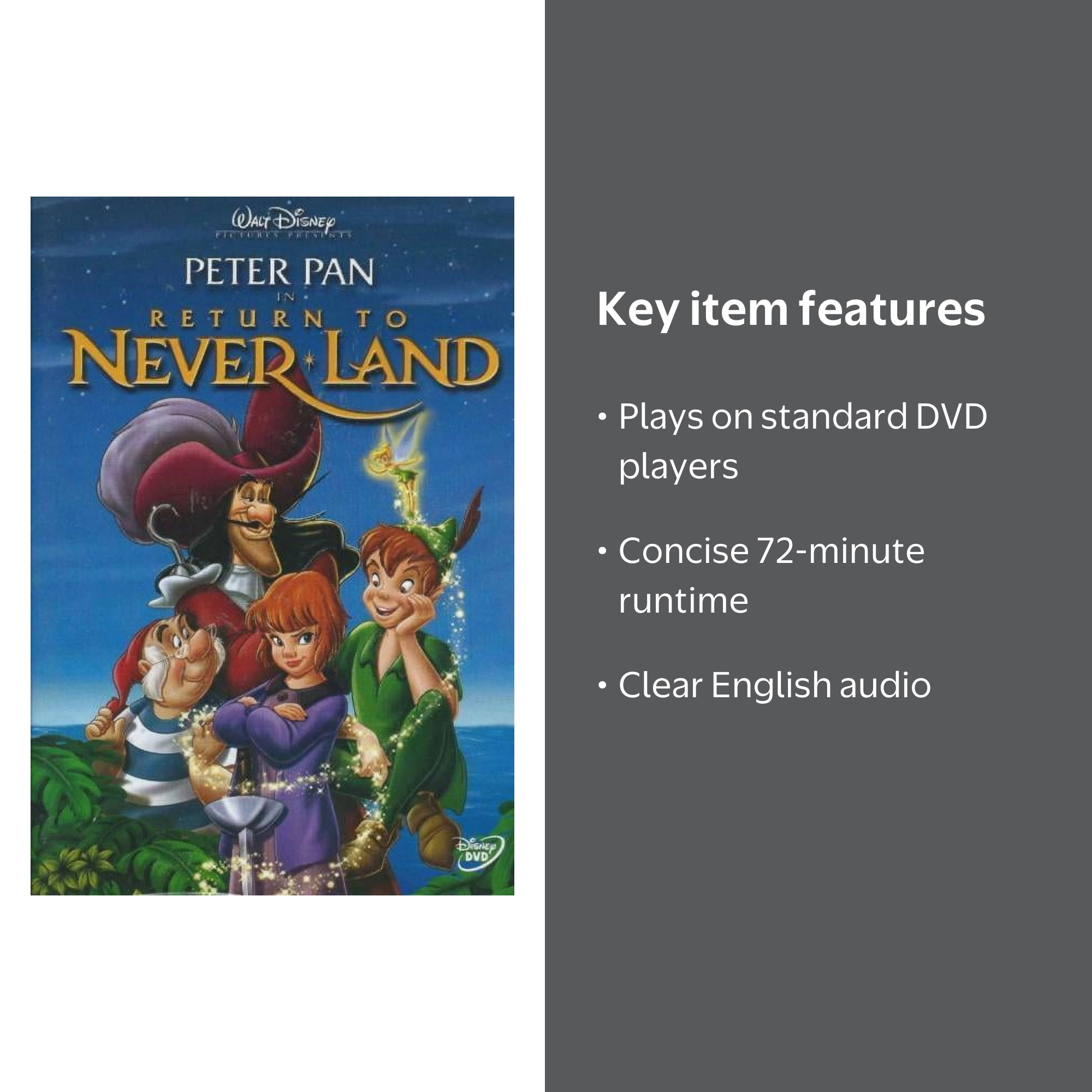 Peter Pan in Return to Never Land DVD, animated sequel, English