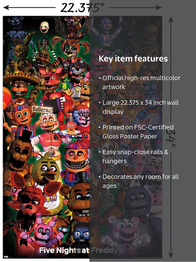 Five Nights at Freddy's - Ultimate Group Wall Poster, 22.375