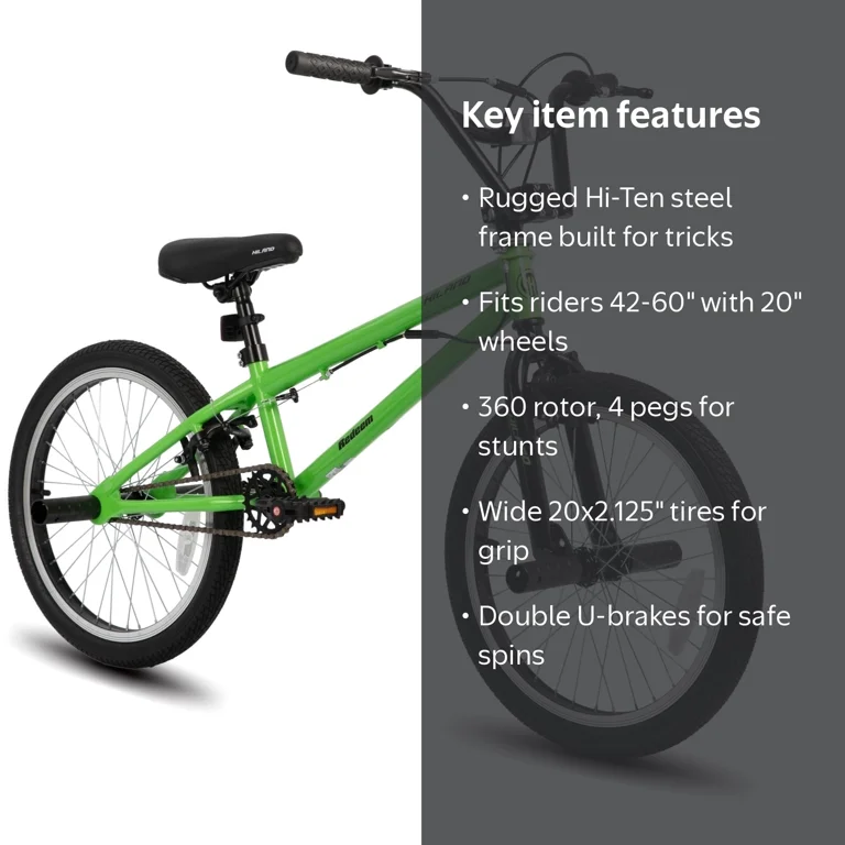 HILAND, 20'' BMX Bike, 32x14T Gearing, Adults with Steel Frame