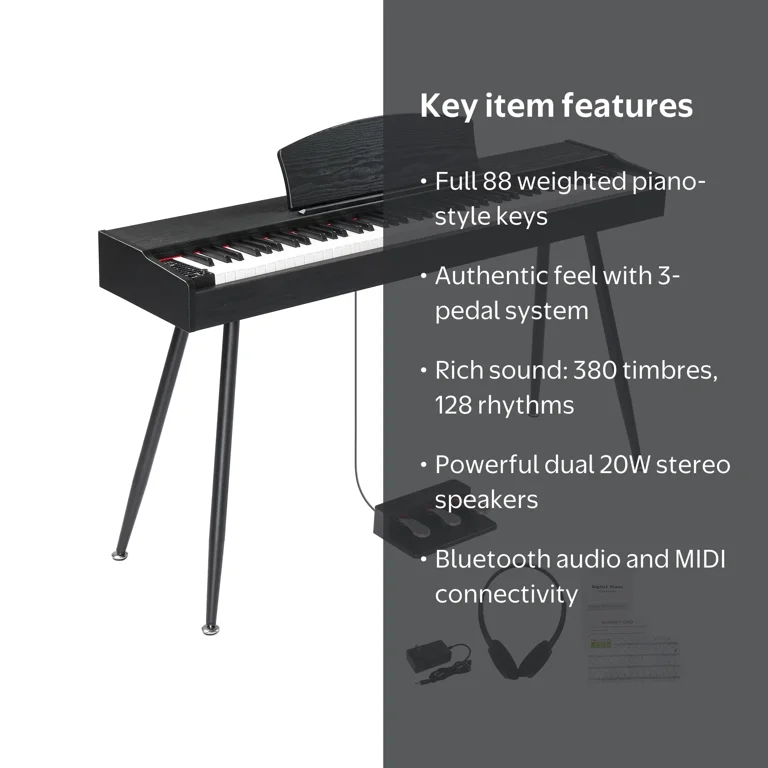 Ktaxon, Digital Piano, 88 Key Weighted Action, Black - Walmart.com