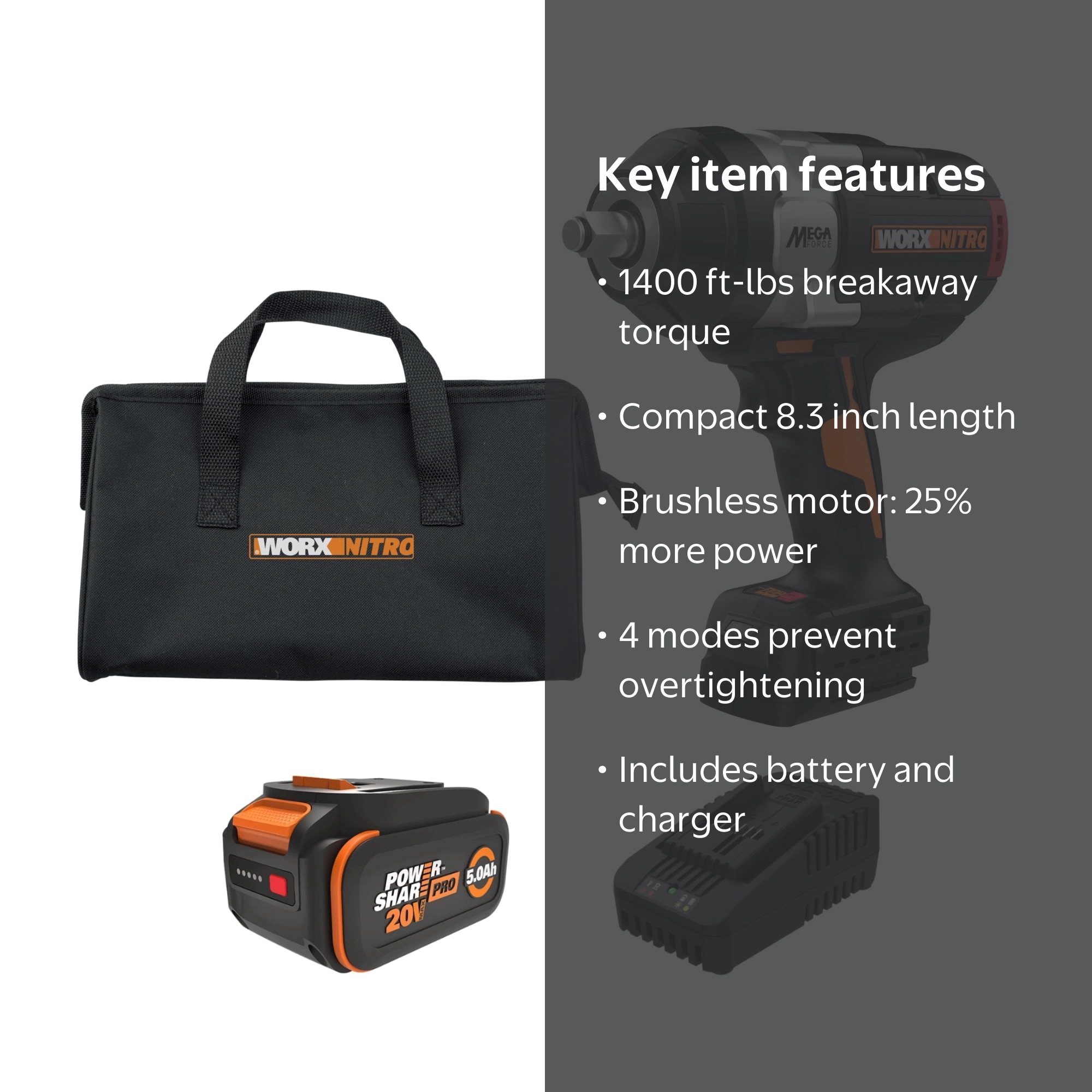 Worx Nitro WX276L 20V Brushless High Torque 1/2