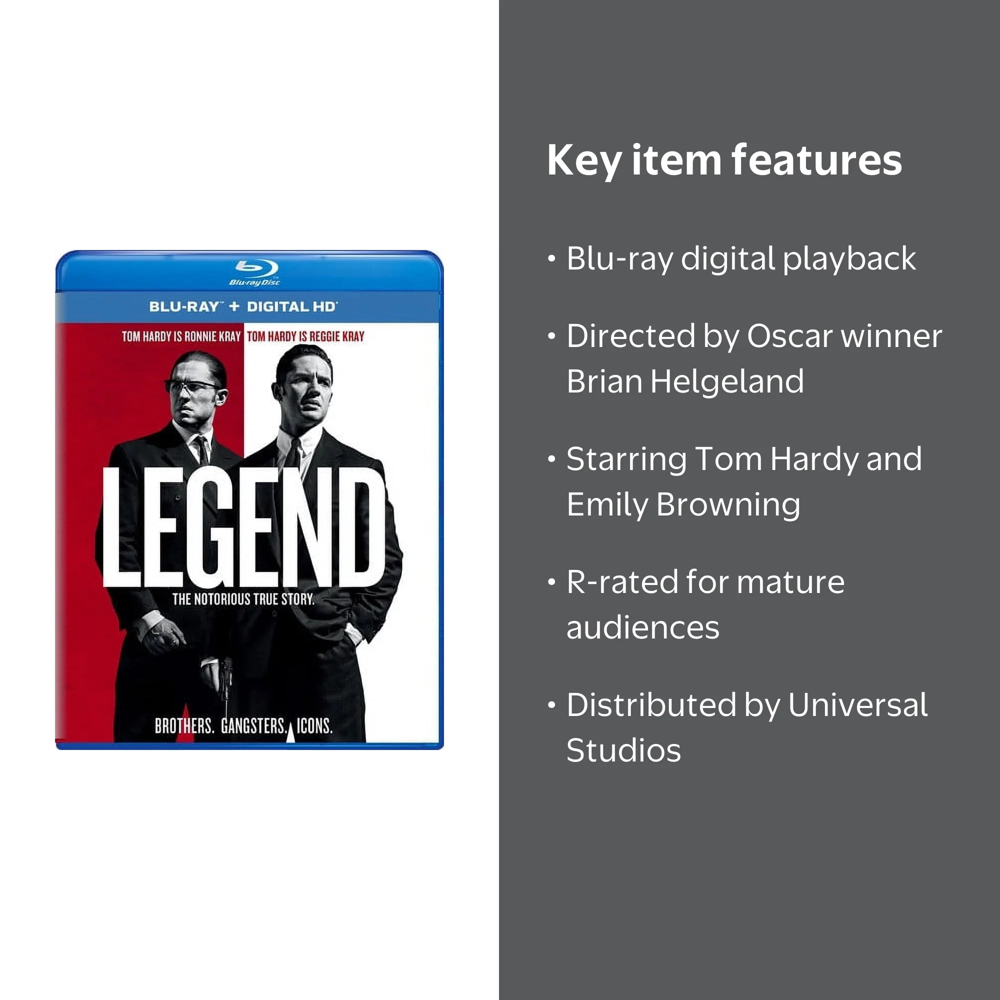 Legend Blu-ray: True Story of London's Notorious Kray Twins by