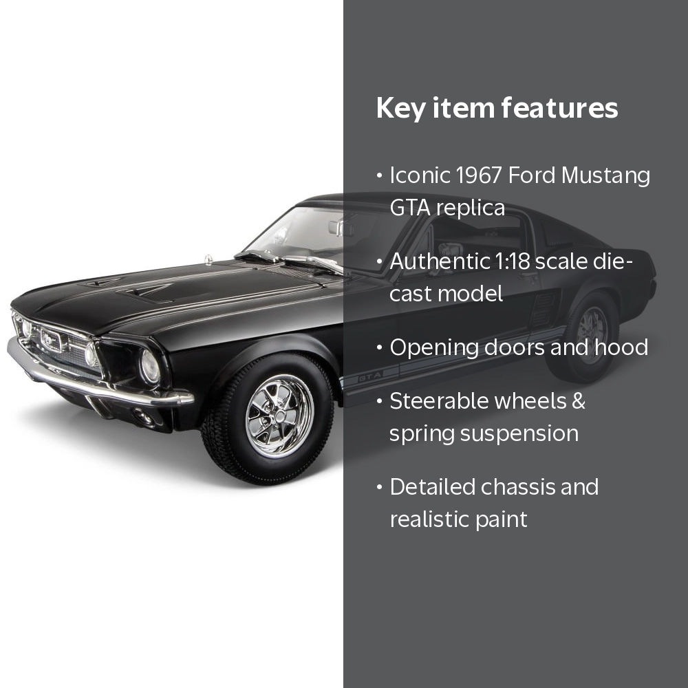 1:18 1967 Ford Mustang GTA Fastback - Walmart.com