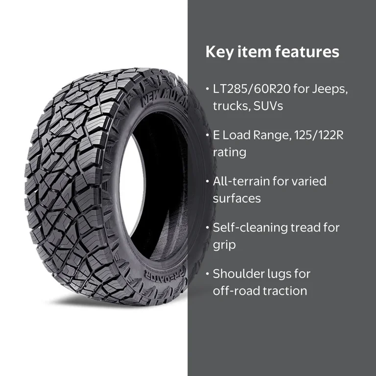 Free Shipping! Predator All Terrain LT285/60R20 125/122R E Light