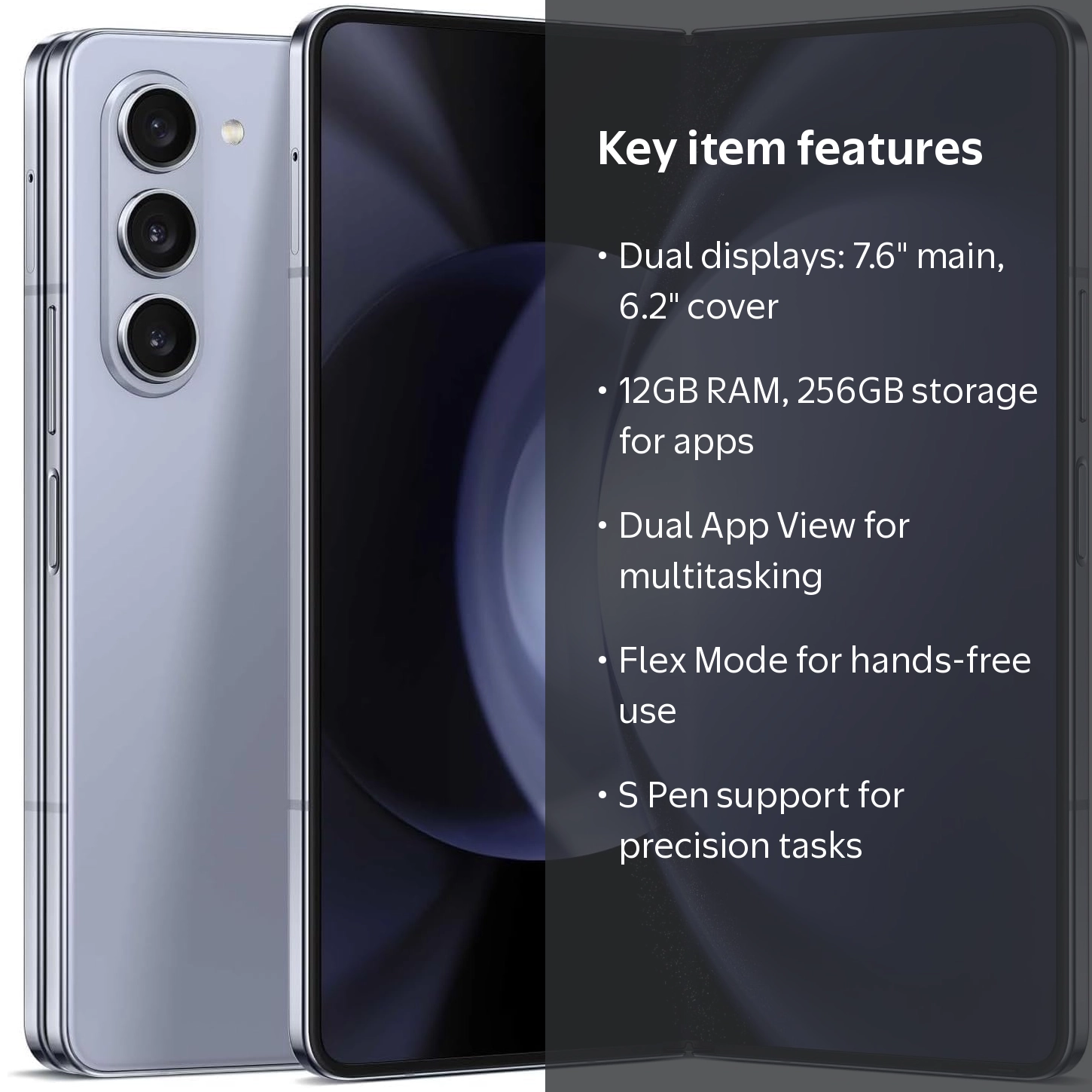 SAMSUNG Galaxy Z Fold 5, Unlocked, 256GB, 7.6” Screen, Streaming