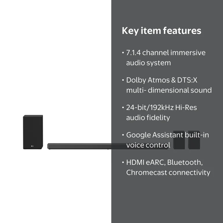 LG 7.1.4 Ch High-Res Sound Bar with Dolby Atmos, Wireless