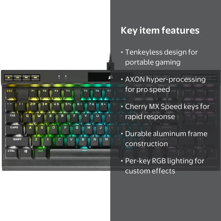 CORSAIR K70 RGB TKL – Champion Series Tenkeyless Mechanical Gaming