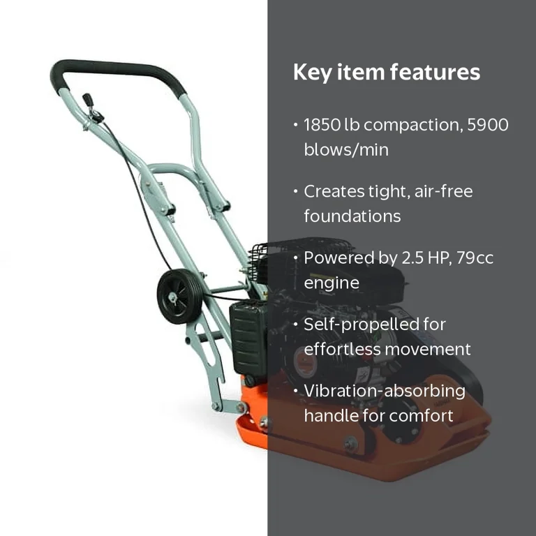 YARDMAX 2.5HP, 1850 lb, 79cc, Compaction Plate Compactor, 5900 VPM