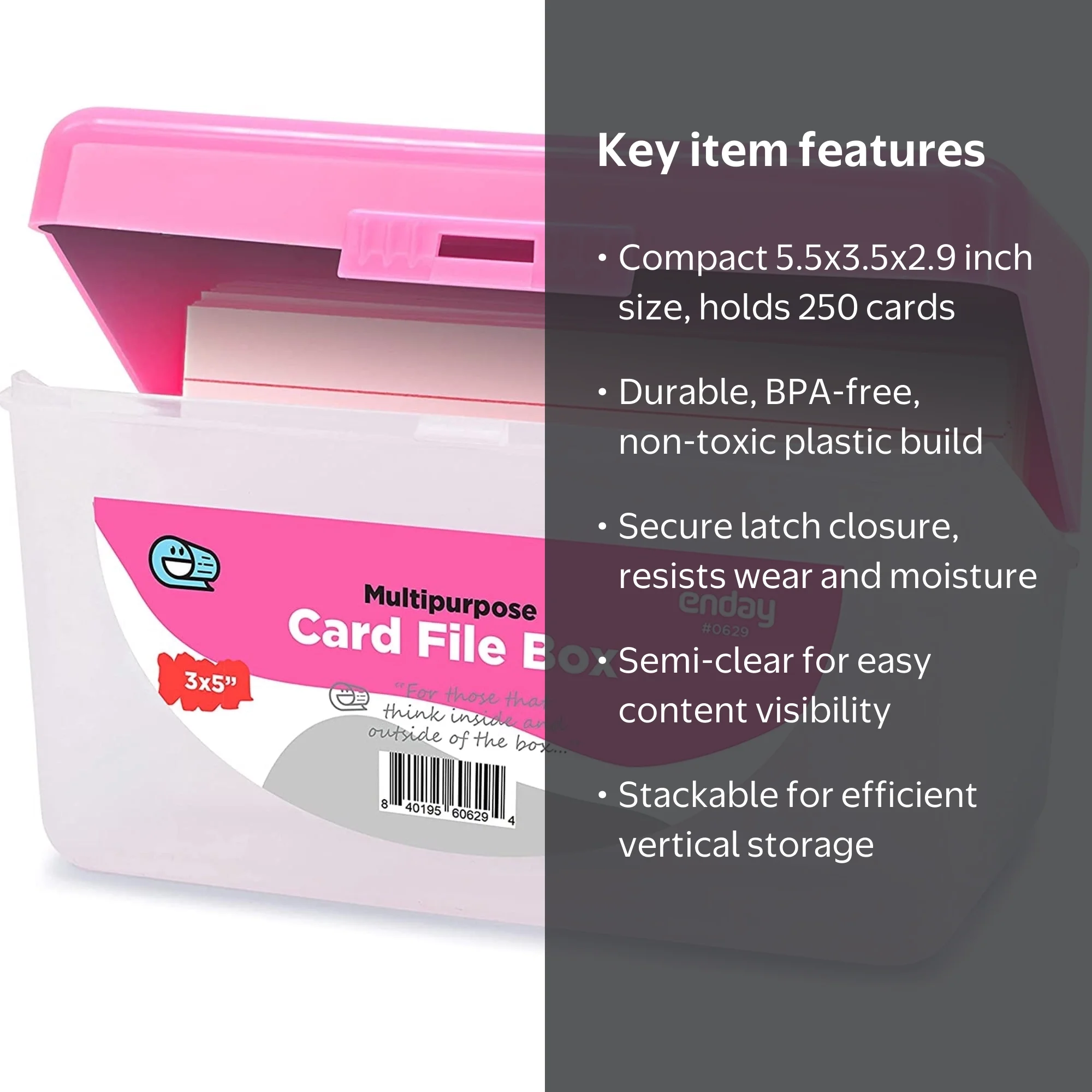 Enday Card Holder Box for Index, Note and Blank Flash Cards Office