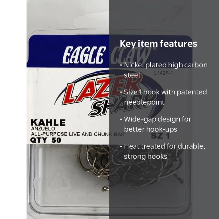Eagle Claw Lazer Sharp Kahle Offset Fishing Hook, Nickel Plated
