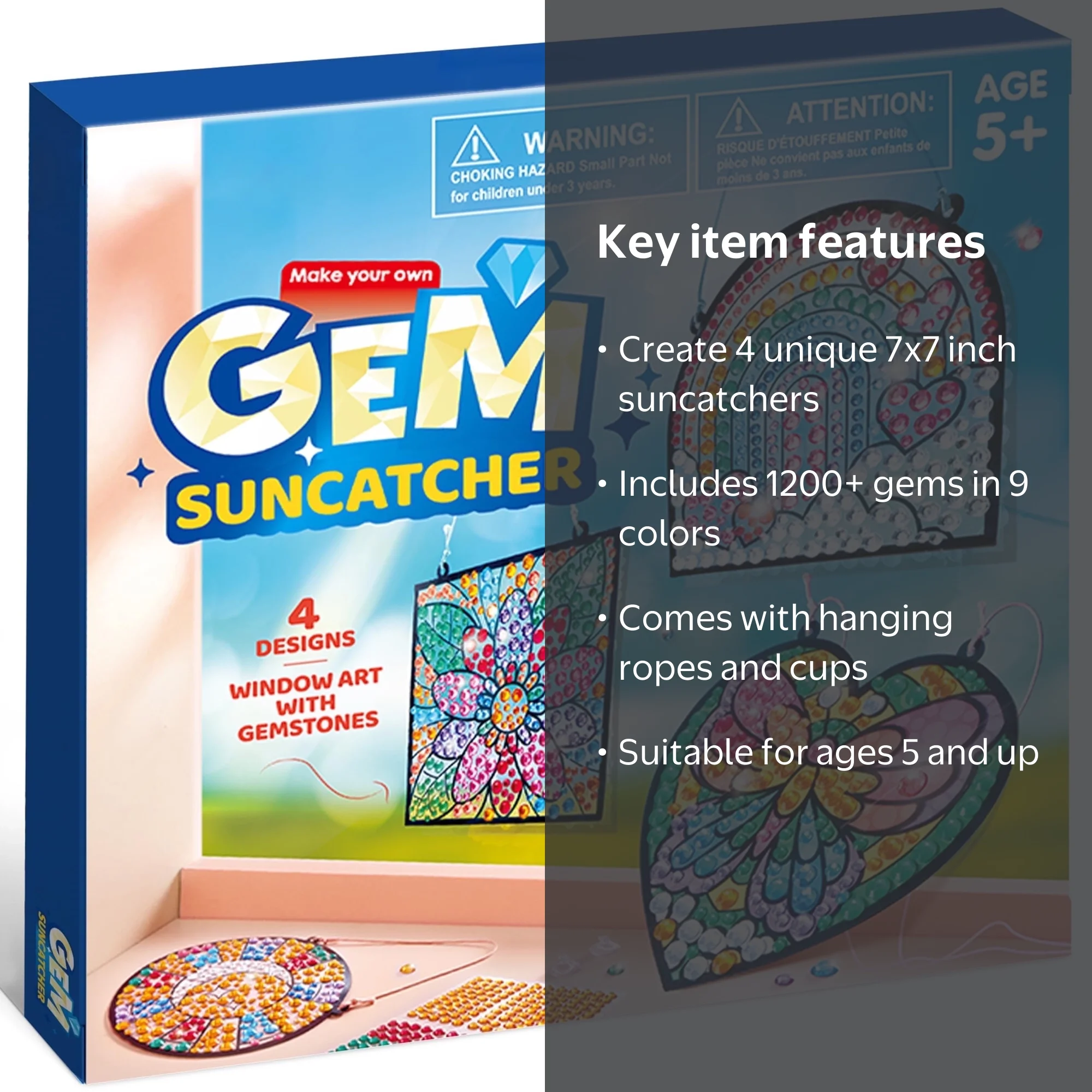 Joyfy 4 Pcs Window Art Making Kits, Sun Catcher Gem Painting Arts