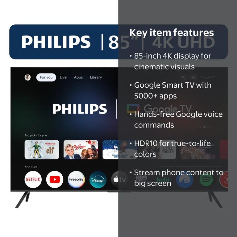 Philips 85” Class 4K Ultra HD (2160p) Google Smart LED TV