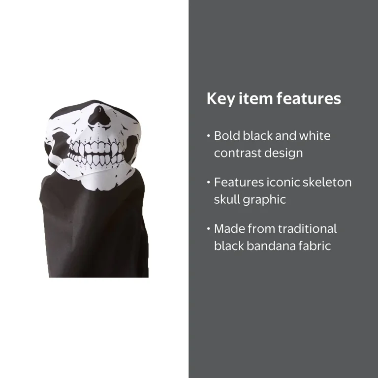 Black/White Skeleton Skull Bandana Mask - Walmart.com