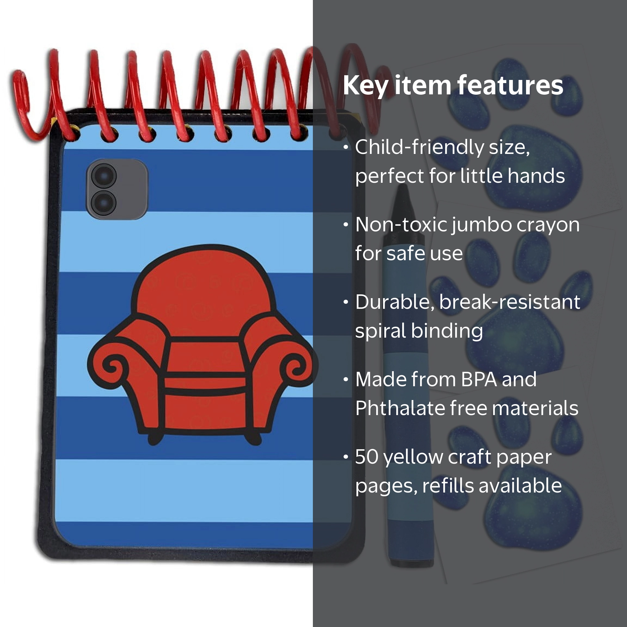 Handcrafted CAMERA Handy Dandy Notebook with 3 Paw Print Clues