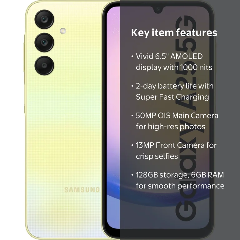 Samsung Galaxy A25 5G Android Smartphone, 128GB 6GB RAM, 6.5 Samsung Galaxy A25 5G Android Smartphone, 128GB 6GB RAM, 6.5