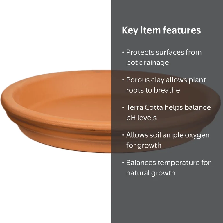 Pennington 12 inch Terra Cotta Clay Standard Saucer, Red - Walmart.com