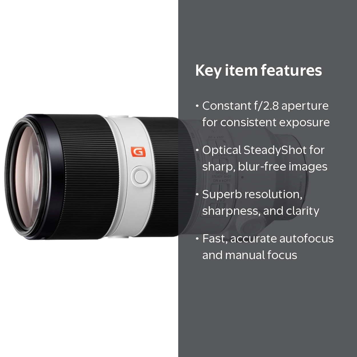 Sony, FE 70-200mm f/2.8 GM OSS Lens, Constant f/2.8, Full-Frame